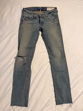 rag & bone faded light blue distressed skinny jeans
